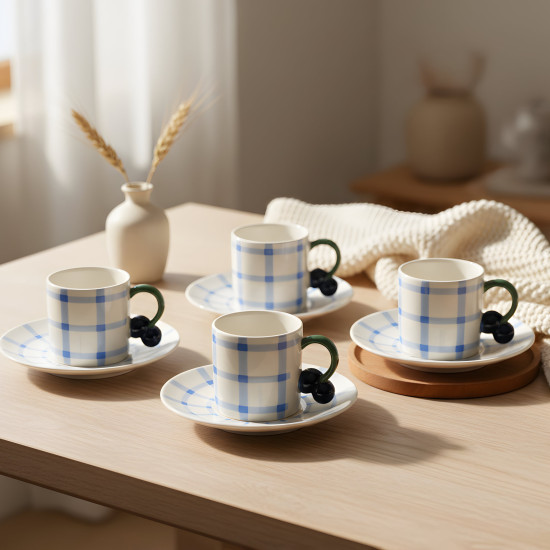 Coffee Cup and Saucer Set - 6 Pcs